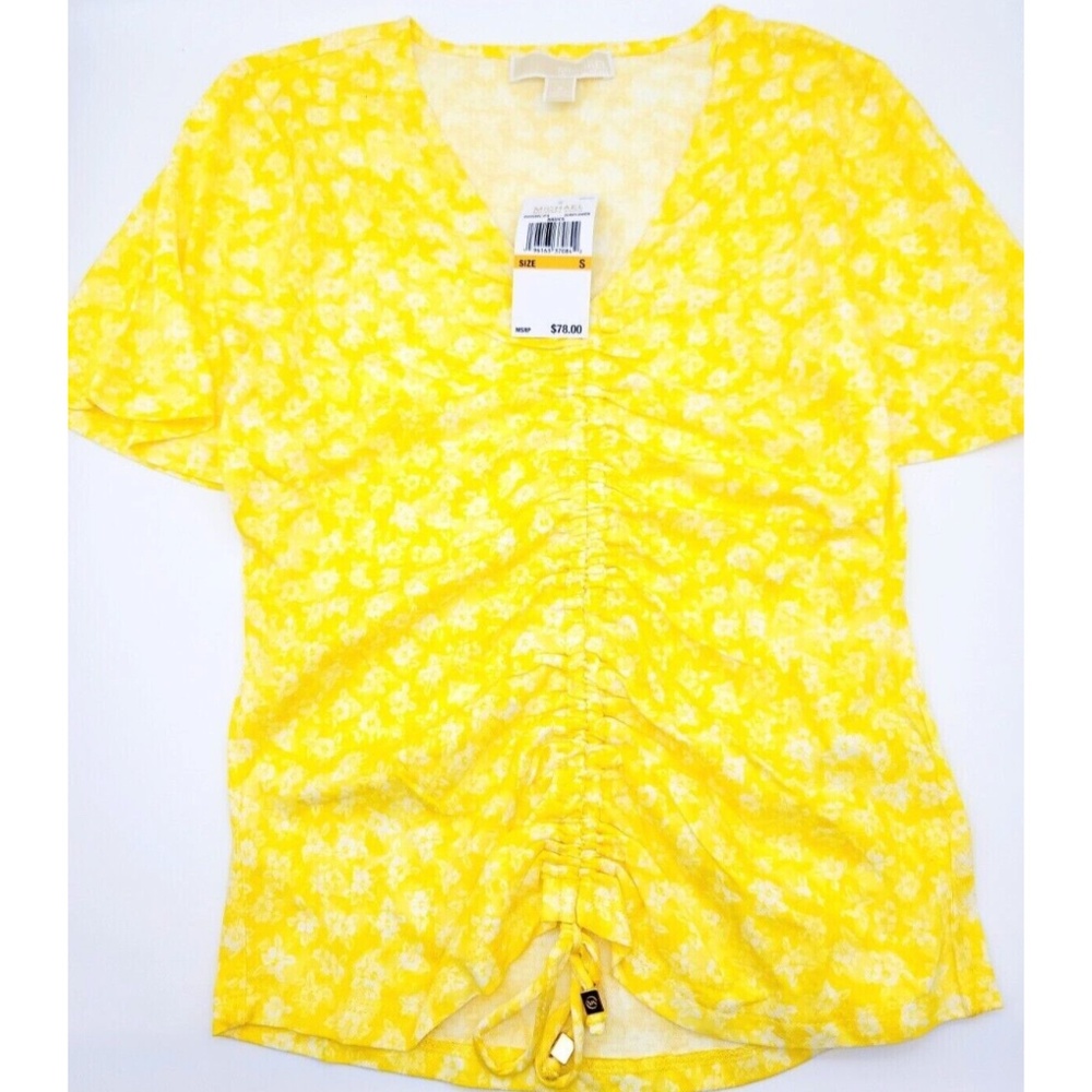 Michael Kors Yellow Basics Ruched Adjustable Top Size S